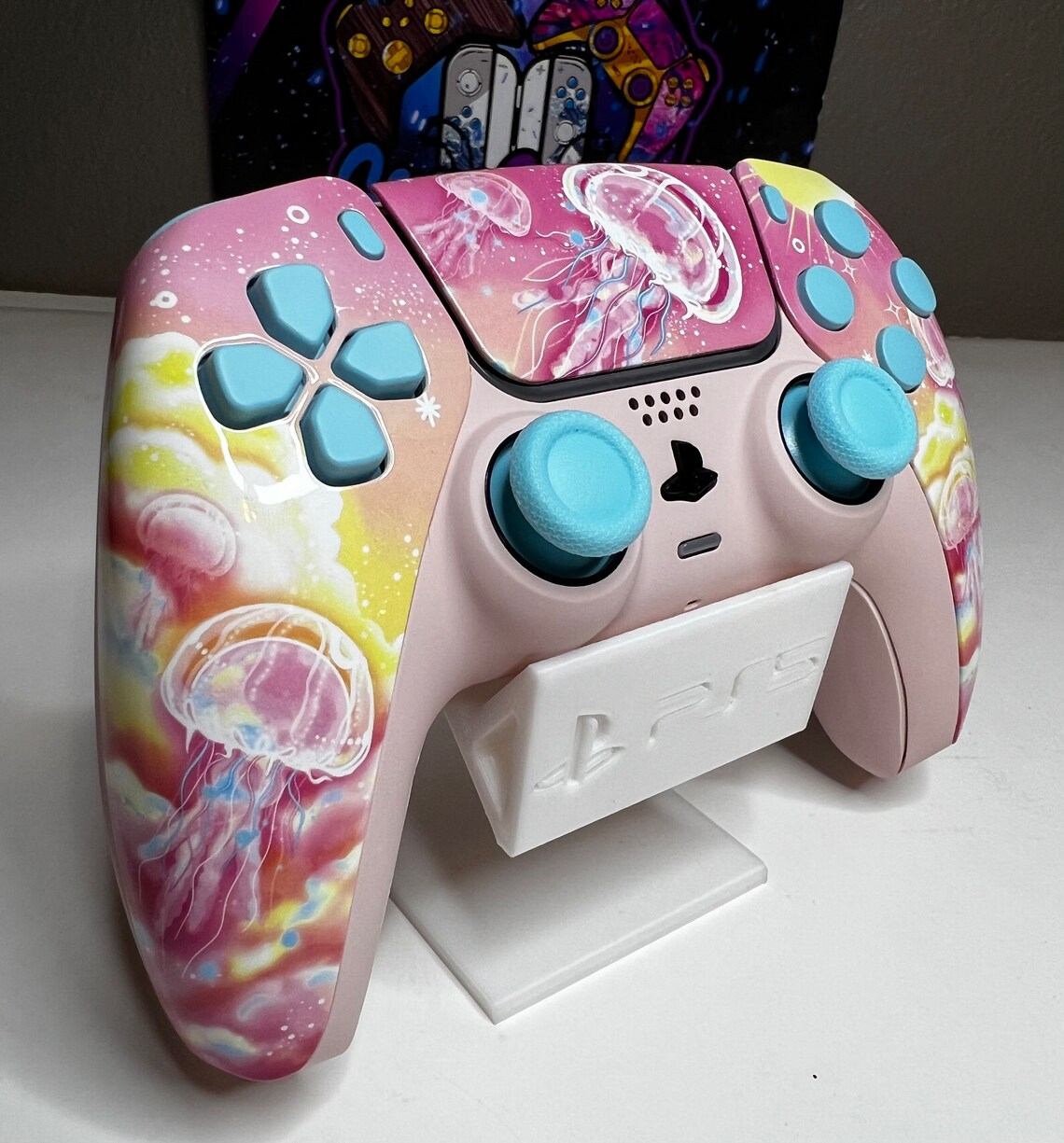 Jellyfish Theme Glossy Pink Baby Blue Pastel Premium Custom