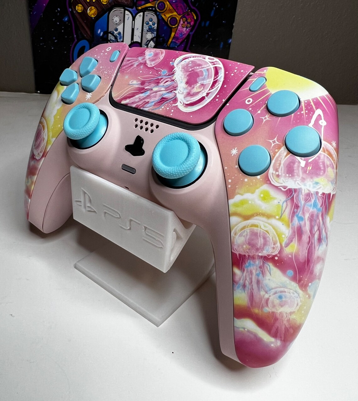 Jellyfish Theme Glossy Pink Baby Blue Pastel Premium Custom