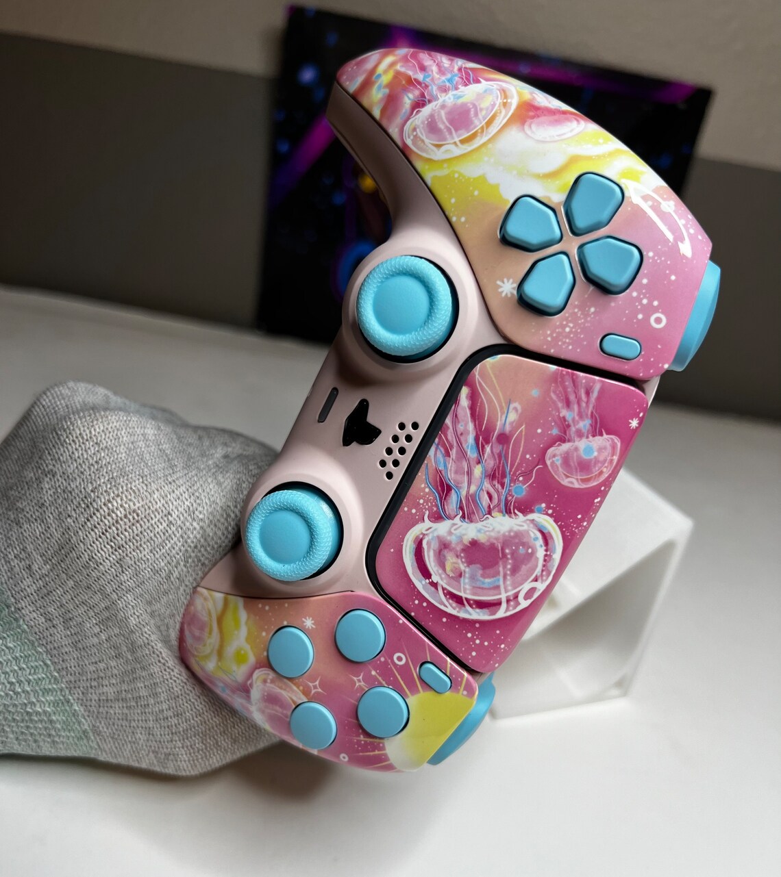 Jellyfish Theme Glossy Pink Baby Blue Pastel Premium Custom