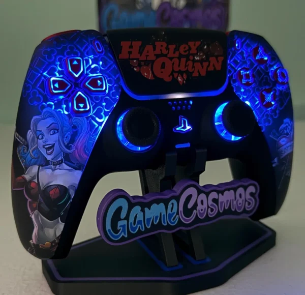 Harley Quinn Inspired - RGB LED - Custom Wireless Controller for PS5 Or PC - Image 4