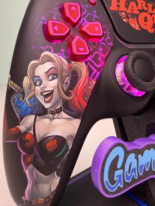 Harley Quinn Inspired - RGB LED - Custom Wireless Controller for PS5 Or PC - Image 7