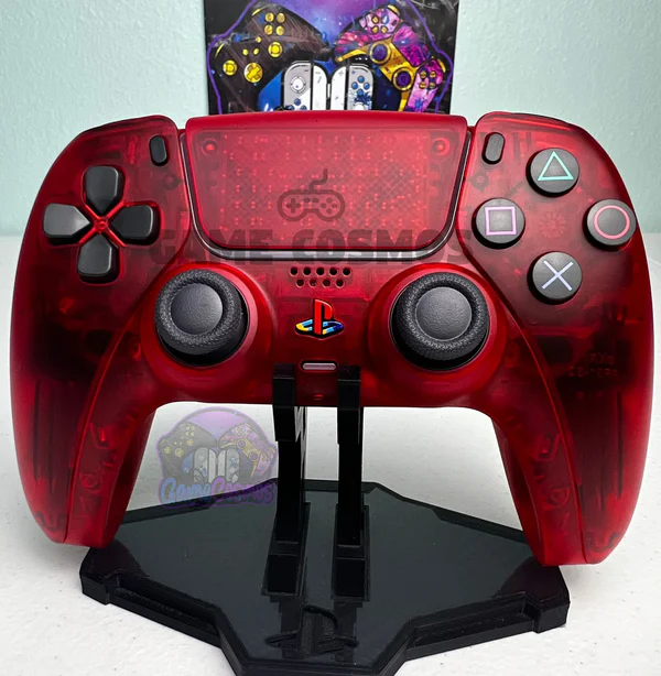 Custom Retro PS2 Theme - Clear Red - Custom Wireless Controller for PS5 Or PC