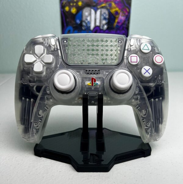 Custom Retro PS Theme - Original Clear - White Accents - Custom Wireless Controller for PS5 Or PC