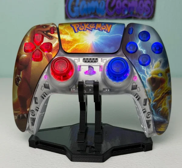 Fire Type Vs Lightning Type Monster - RGB LED - Custom Wireless Controller for PS5 Or PC