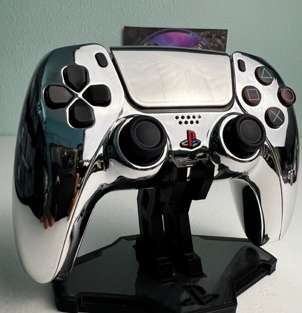 Custom Retro PS Theme - Glossy Chrome Silver - Custom Wireless Controller for PS5 Or PC - Image 2