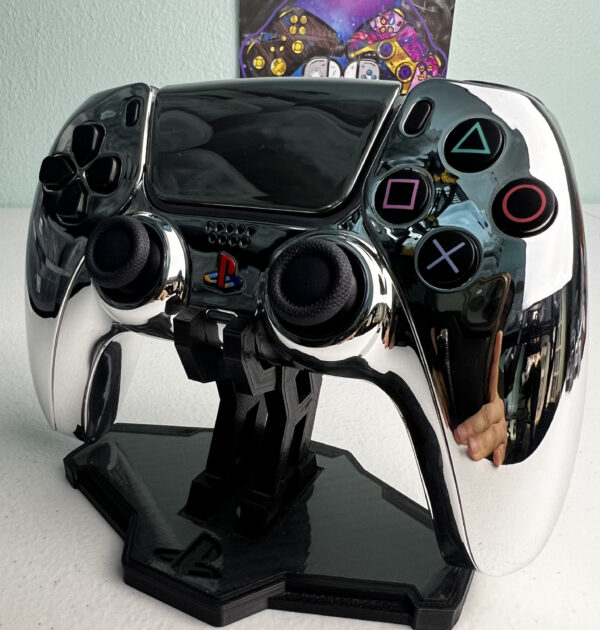 Custom Retro PS Theme - Glossy Chrome Silver - Custom Wireless Controller for PS5 Or PC - Image 3