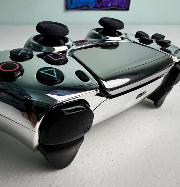 Custom Retro PS Theme - Glossy Chrome Silver - Custom Wireless Controller for PS5 Or PC - Image 5
