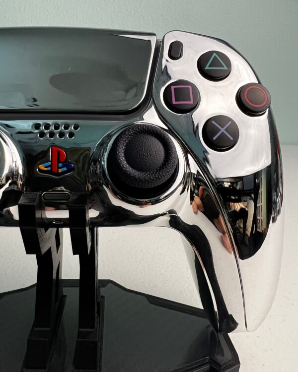 Custom Retro PS Theme - Glossy Chrome Silver - Custom Wireless Controller for PS5 Or PC - Image 6