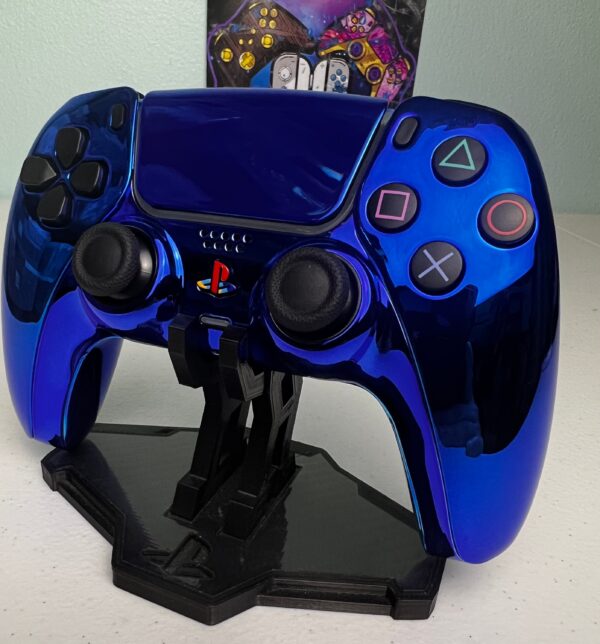 Custom Retro PS Theme - Glossy Chrome Blue - Custom Wireless Controller for PS5 Or PC - Image 2