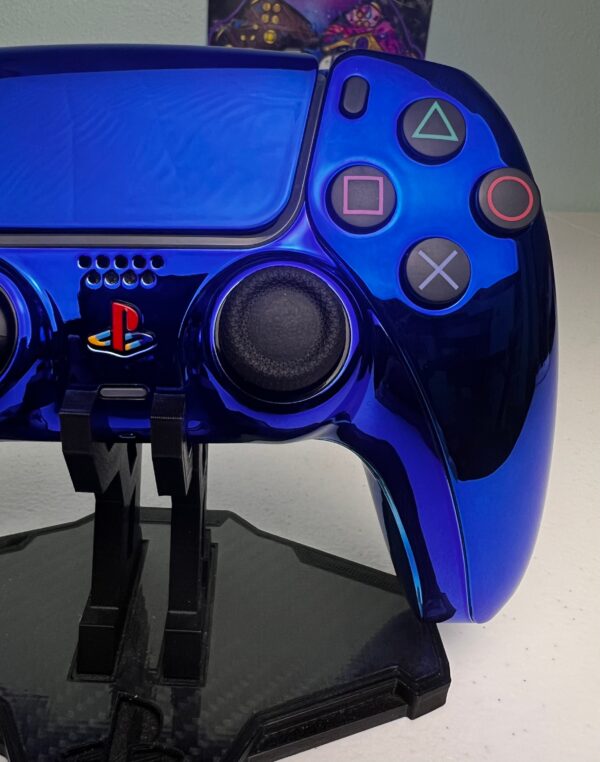 Custom Retro PS Theme - Glossy Chrome Blue - Custom Wireless Controller for PS5 Or PC - Image 3