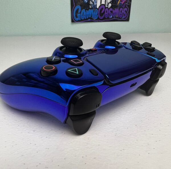 Custom Retro PS Theme - Glossy Chrome Blue - Custom Wireless Controller for PS5 Or PC - Image 6