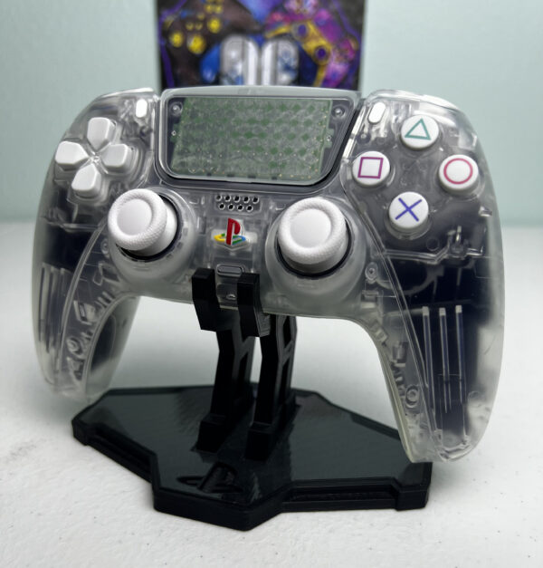 Custom Retro PS Theme - Original Clear - White Accents - Custom Wireless Controller for PS5 Or PC - Image 3