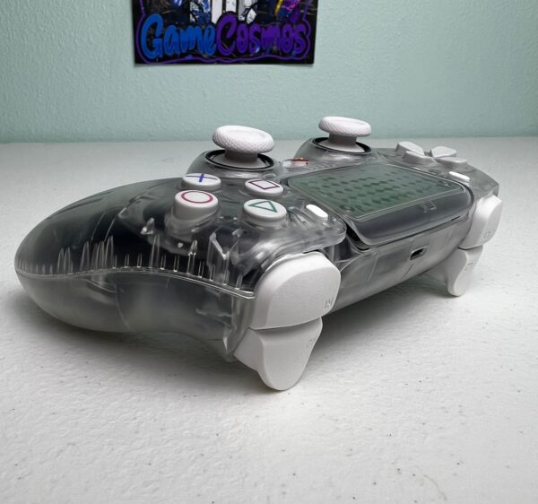 Custom Retro PS Theme - Original Clear - White Accents - Custom Wireless Controller for PS5 Or PC - Image 6