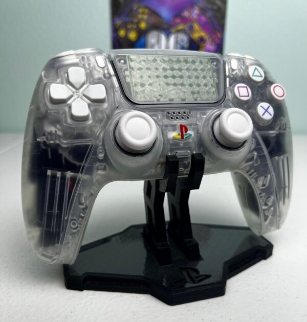 Custom Retro PS Theme - Original Clear - White Accents - Custom Wireless Controller for PS5 Or PC - Image 2