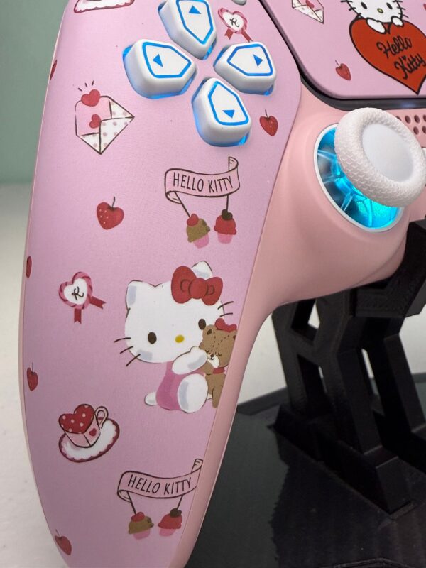 Cute Cartoon Kitty - RGB LED - Sakura Pink - Custom Wireless Controller for PS5 Or PC - Image 3
