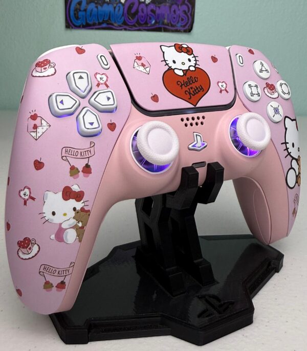 Cute Cartoon Kitty - RGB LED - Sakura Pink - Custom Wireless Controller for PS5 Or PC - Image 6