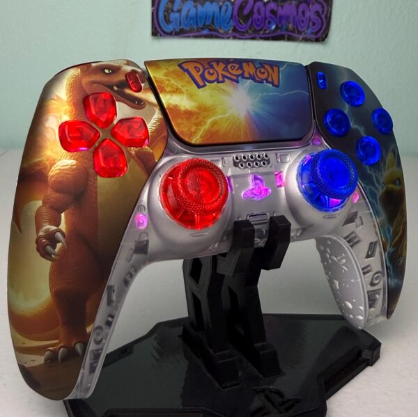 Fire Type Vs Lightning Type Monster - RGB LED - Custom Wireless Controller for PS5 Or PC - Image 3