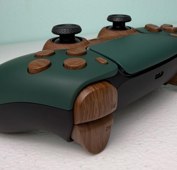 Pine Green - Woodgrain Soft Touch - Custom Wireless Controller for PS5 Or PC - Image 3