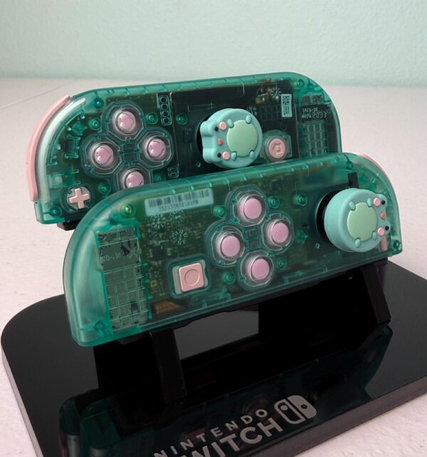 Cute Frog - Emerald & Pink - RGB LED - Custom Joycons for the Nintend Switch - Image 3