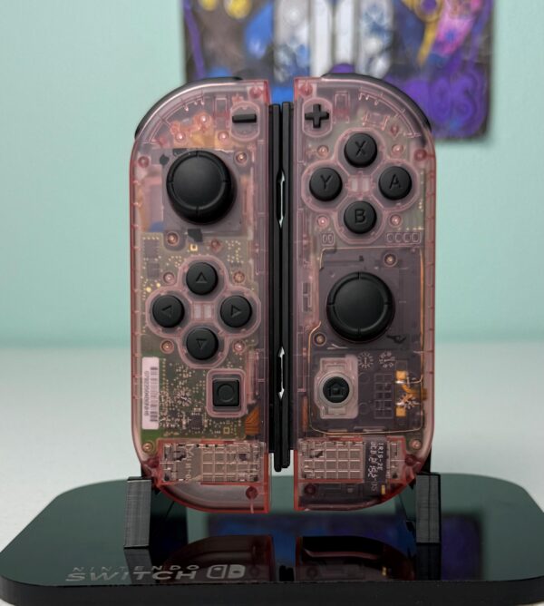 Clear Cherry Pink - Black Accents - Custom Joycons for the Nintend Switch - Image 2