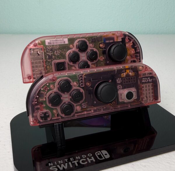 Clear Cherry Pink - Black Accents - Custom Joycons for the Nintend Switch - Image 4