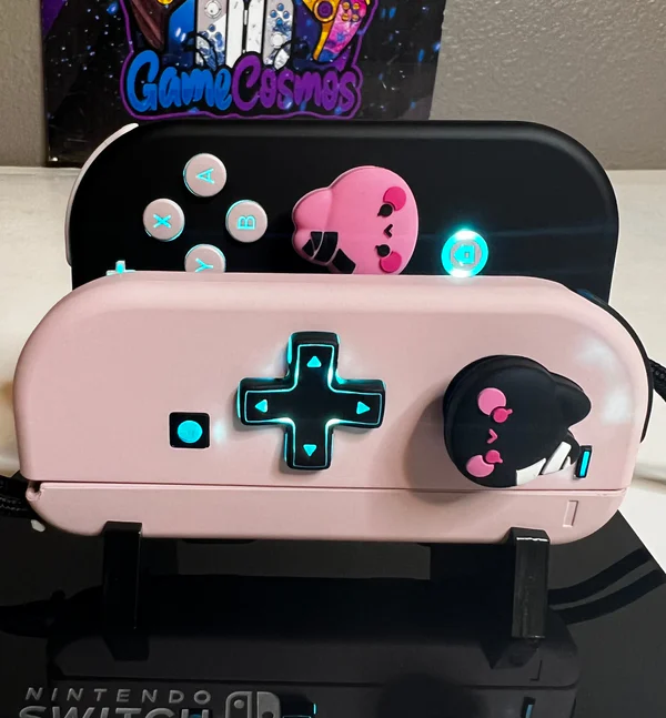 Cute Black & Pink - RGB LED - Custom Joycons for the Nintend Switch