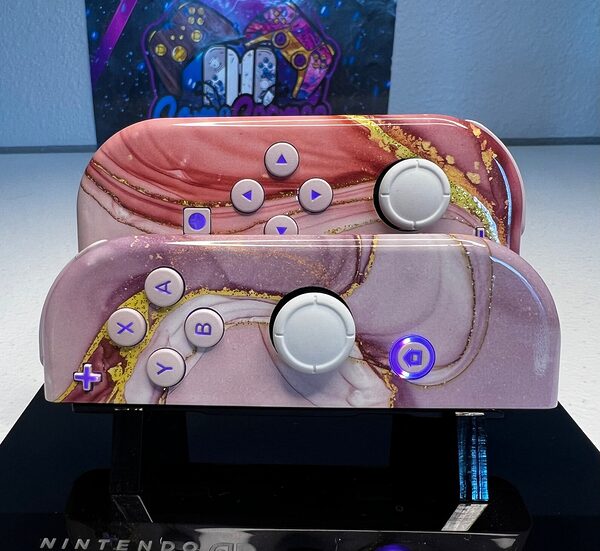 Glossy Pink Glitter - RGB LED - Custom Joycons for the Nintend Switch