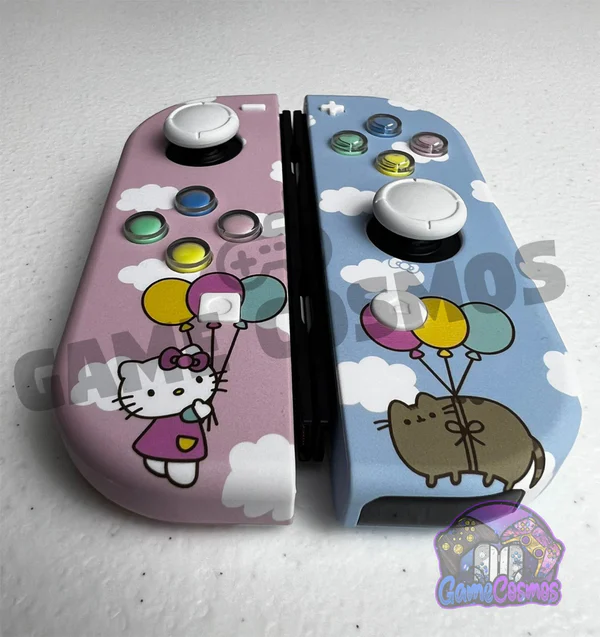 Cute Cartoon Theme - Baby Blue Soft Pink - Custom Joycons for the Nintend Switch