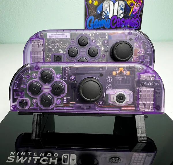 Atomic Purple Clear - Black Accents - Custom Joycons for the Nintend Switch