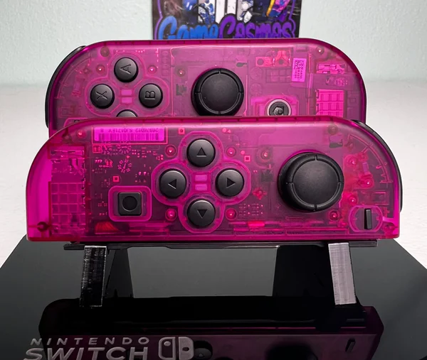 Clear Candy Pink - Black Accents - Custom Joycons for the Nintend Switch