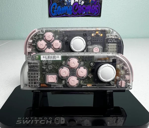 Transparent Clear - Pink Accents - Custom Joycons for the Nintend Switch