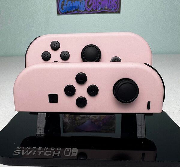 Soft Touch Sakura Pink - Black Accents - Custom Joycons for the Nintend Switch