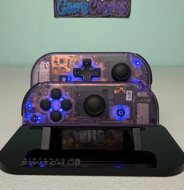 Atomic Purple - RGB LED - Black Accents - Custom Joycons for the Nintend Switch