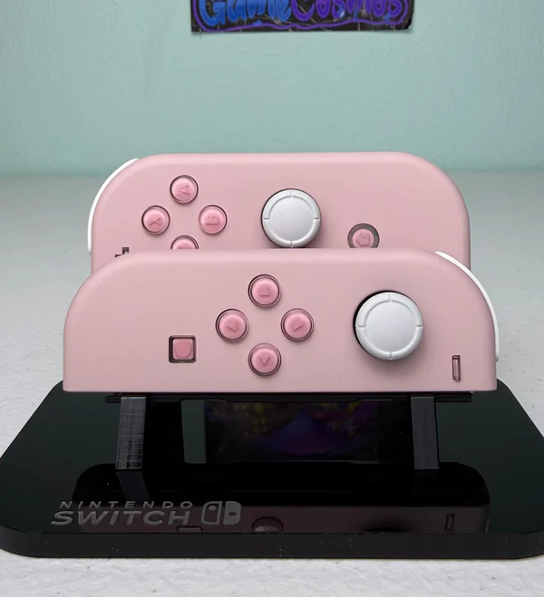 Sakura Pink + Jelly Buttons - White accents - Custom Joycons for the Nintend Switch