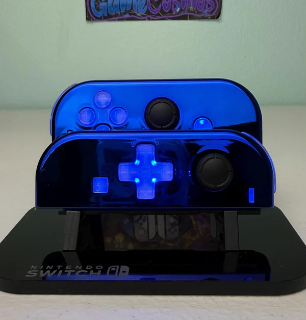 Chrome Blue - RGB LED - Custom Joycons for the Nintend Switch