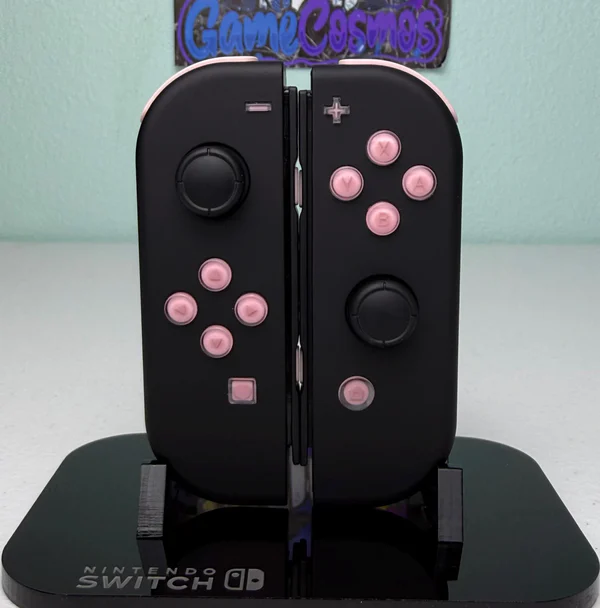 Midnight Black Jelly Buttons - Pink accents - Custom Joycons for the Nintend Switch