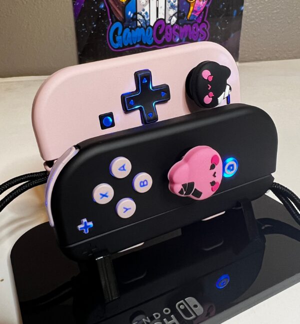 Cute Black & Pink - RGB LED - Custom Joycons for the Nintend Switch - Image 4