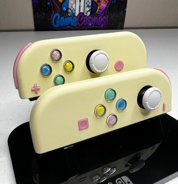 Cream With Colored Hearts - Pink accents - Custom Joycons for the Nintend Switch - Image 3