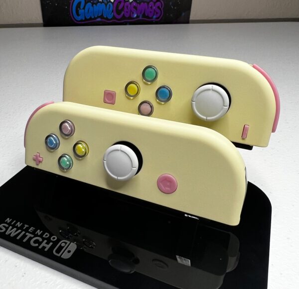 Cream With Colored Hearts - Pink accents - Custom Joycons for the Nintend Switch - Image 4
