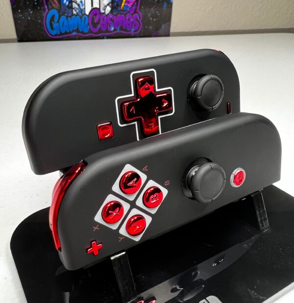 Retro NES Inspired - Chrome Red Accents - Custom Joycons for the Nintend Switch - Image 3