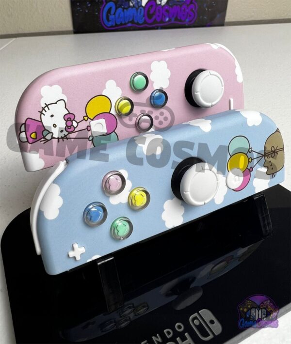 Cute Cartoon Theme - Baby Blue Soft Pink - Custom Joycons for the Nintend Switch - Image 2