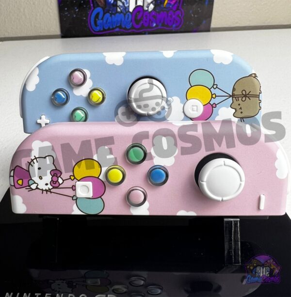 Cute Cartoon Theme - Baby Blue Soft Pink - Custom Joycons for the Nintend Switch - Image 3