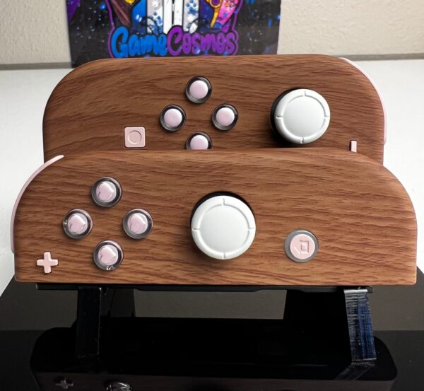 Cute Woodgrain Theme - Pink Hearts Pink Accents - Custom Joycons for the Nintend Switch - Image 3