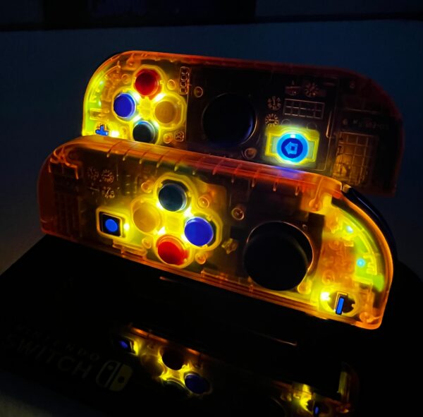 Transparent Orange - Black Accents - RGB LED Options - Custom Joycons for the Nintend Switch - Image 4