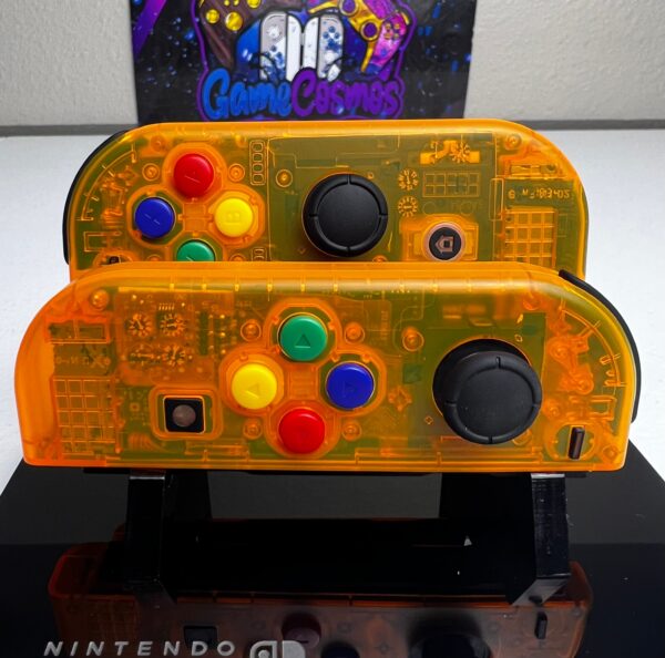 Transparent Orange - Black Accents - RGB LED Options - Custom Joycons for the Nintend Switch - Image 5