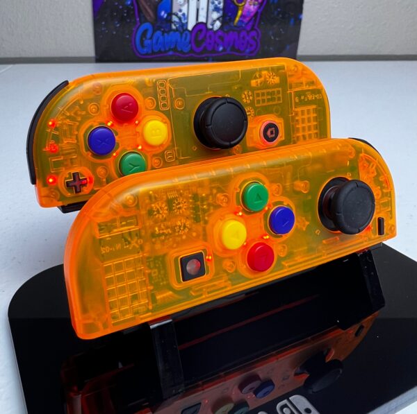 Transparent Orange - Black Accents - RGB LED Options - Custom Joycons for the Nintend Switch - Image 6