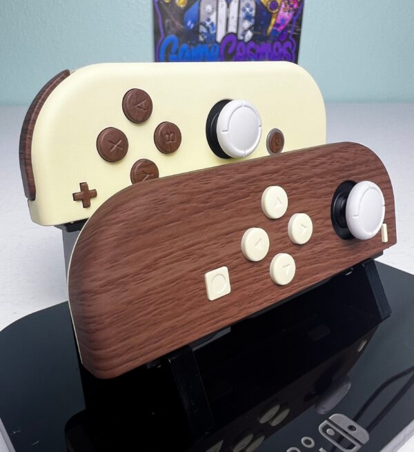 Woodgrain & Cream - Soft Touch Finish - Custom Joycons for Nintend Switch - Image 3
