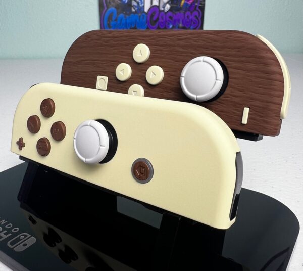 Woodgrain & Cream - Soft Touch Finish - Custom Joycons for Nintend Switch - Image 4