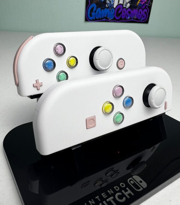 Pure White Soft Touch - Colorful hearts - Custom Joycons for the Nintend Switch - Image 2