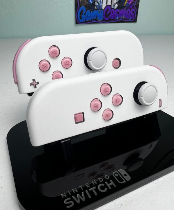 Soft Touch White - Pink Jelly Buttons - Custom Joycons for the Nintend Switch - Image 2
